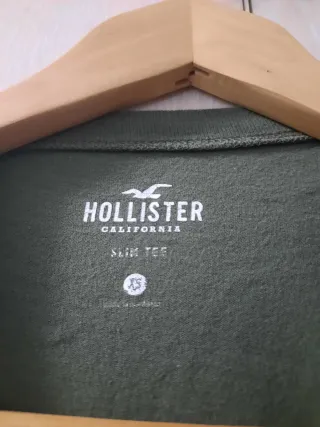 Camiseta Hollister Slim Fit Verde Talla XS