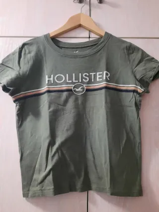Camiseta Hollister Slim Fit Verde Talla XS