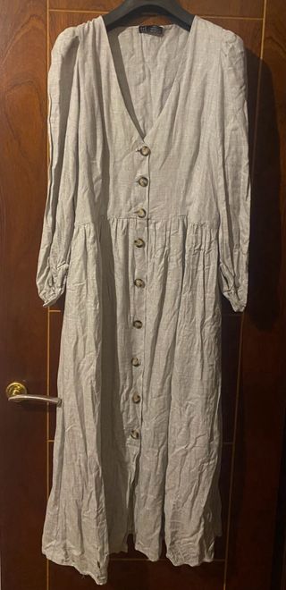 Vestido Zara gris y blanco