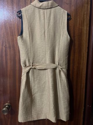 Chaleco Mango Beige Doble Botonadura