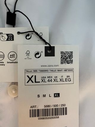 Camisa Zara Blanca Manga Larga