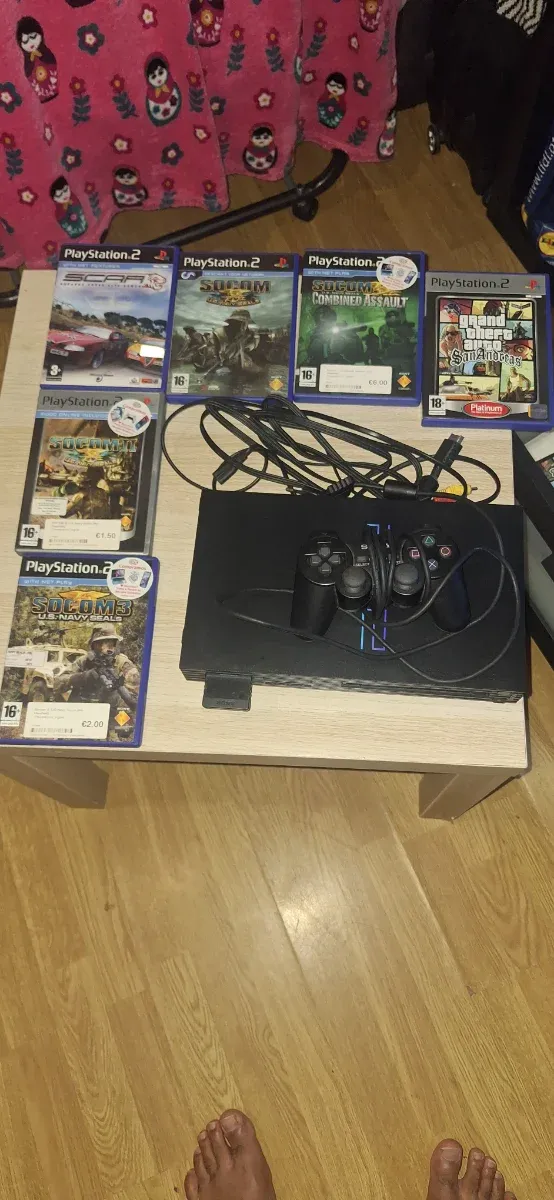 Consola PS2 Fat + 7 Jogos