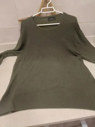 Suéter Zara Punto Caballero Verde Talla XL