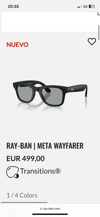 Gafas Ray-Ban Meta Wayfarer Negras