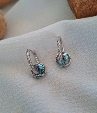Pendientes Aro Plata con Piedra Multicolor