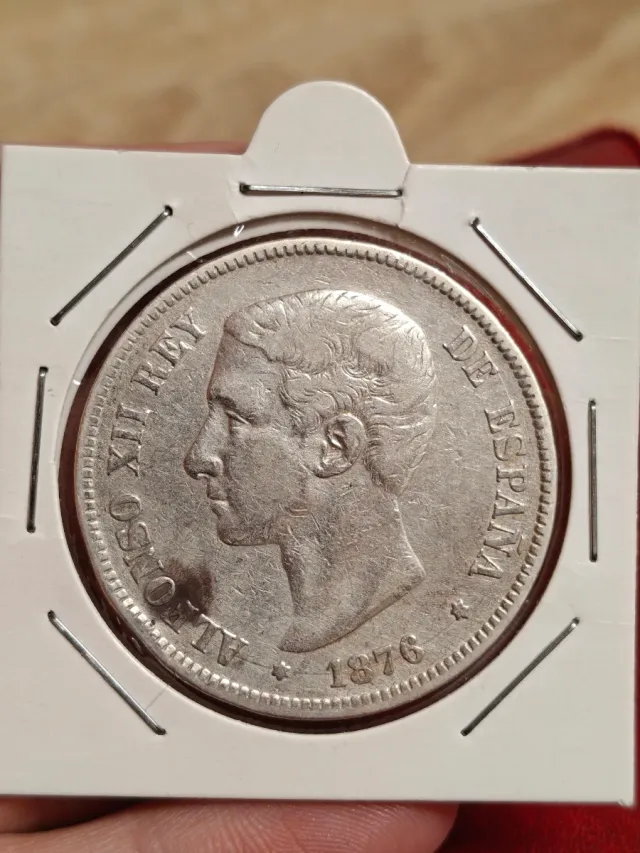 DOS piezas de 5 Pesetas Plata 1876 y 1877