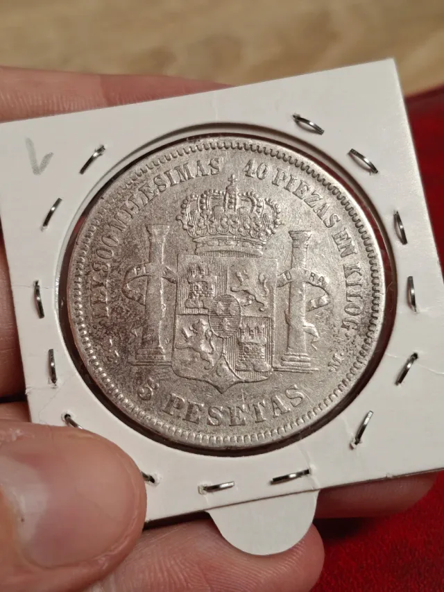 DOS piezas de 5 Pesetas Plata 1876 y 1877