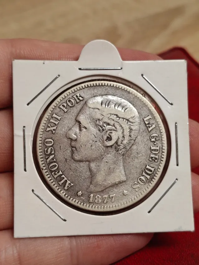 DOS piezas de 5 Pesetas Plata 1876 y 1877