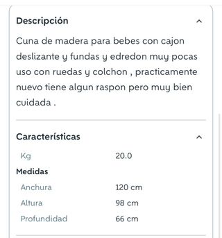 Cuna de madera para bebé