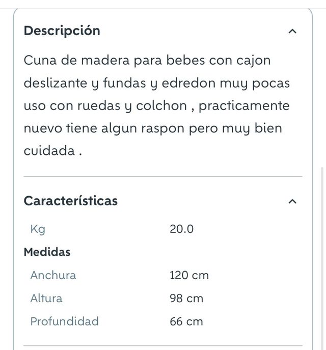 Cuna de madera para bebé