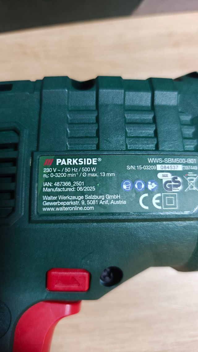 Taladradora percusión Parkside 500W Mandril Rápido