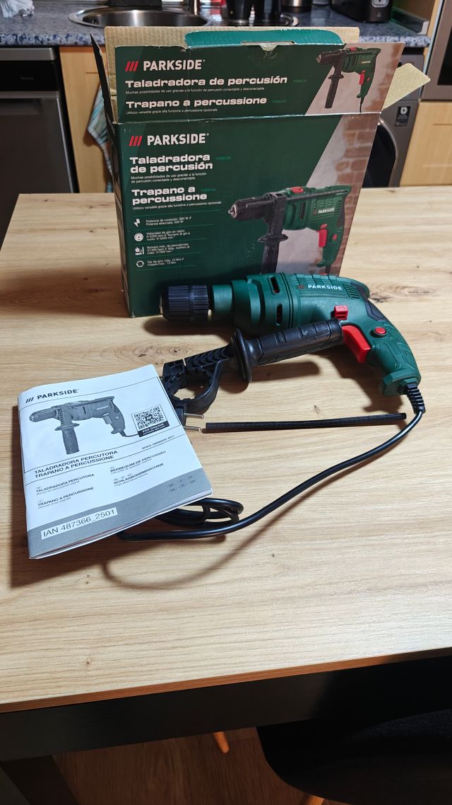 Taladradora percusión Parkside 500W Mandril Rápido