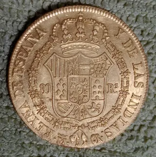 Moneda Oro 80 Reales 1835 España