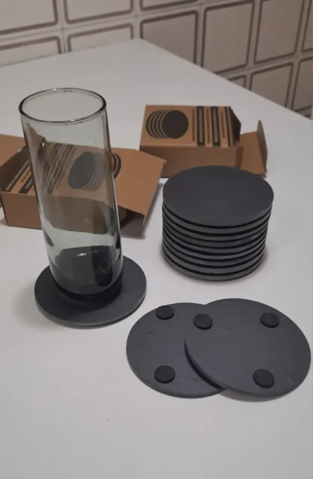 12 Posavasos de Pizarra Redondos
