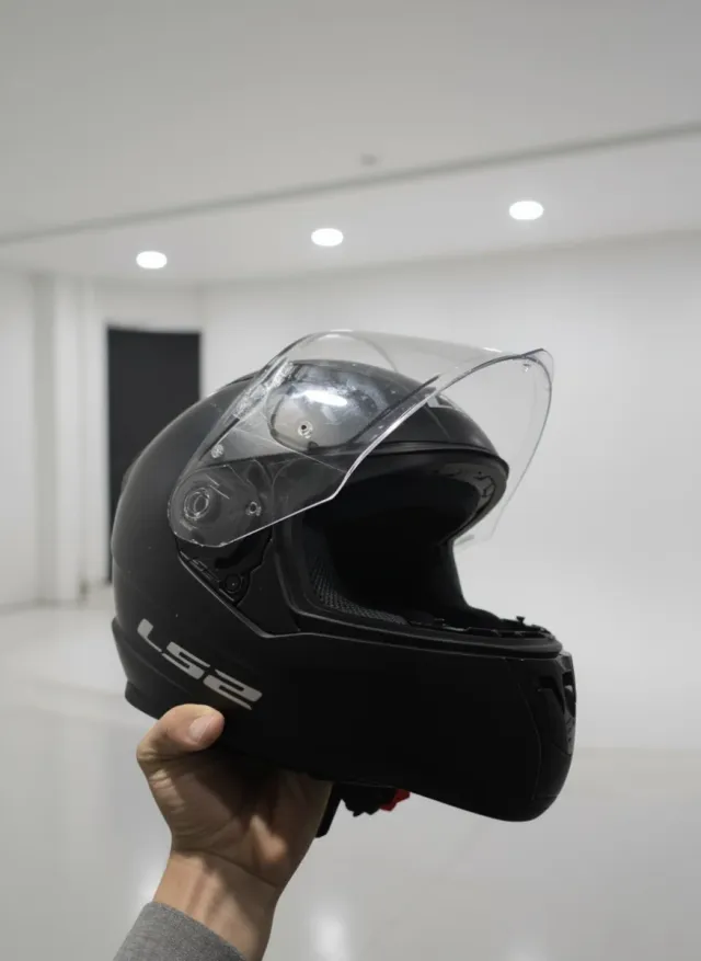 Casco Moto LS2 Negro Visera Transparente, Talla XS