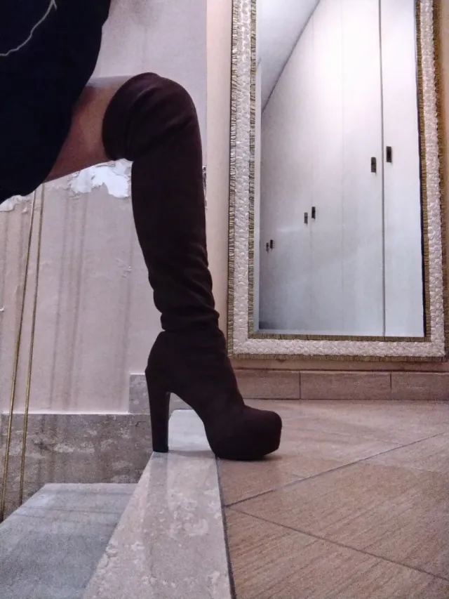 Stivali marroni tacco alto plateau