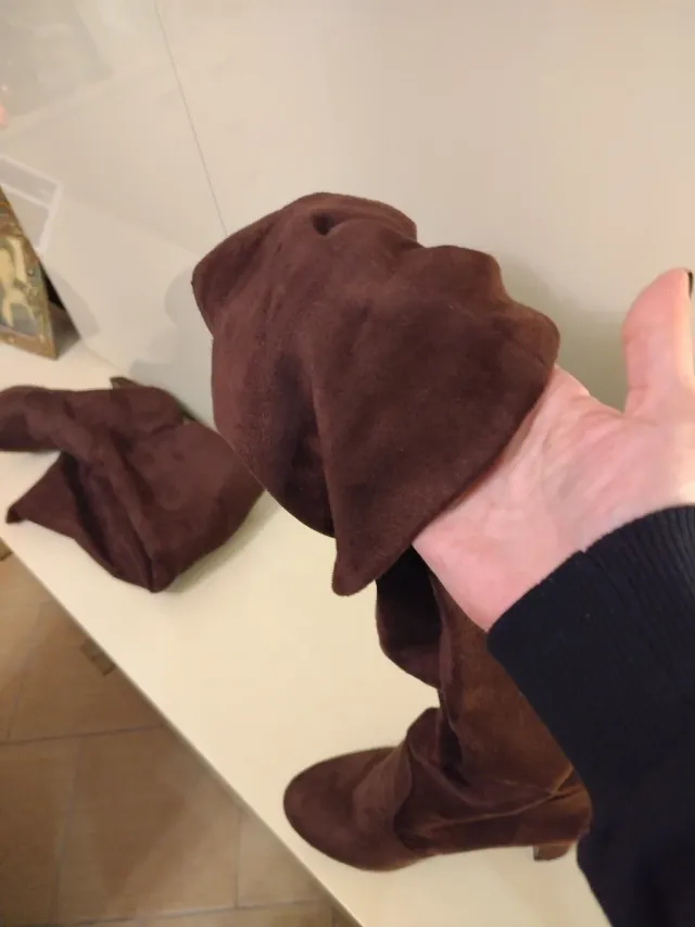 Stivali marroni tacco alto plateau