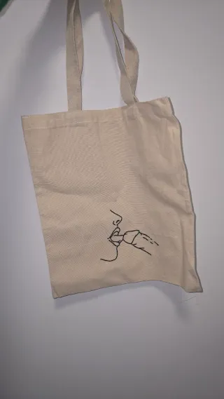 Tote bag bordada bege