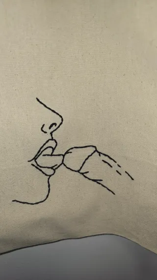 Tote bag bordada bege