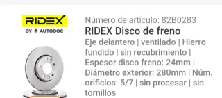 Disco de freno RIDEX para RENAULT