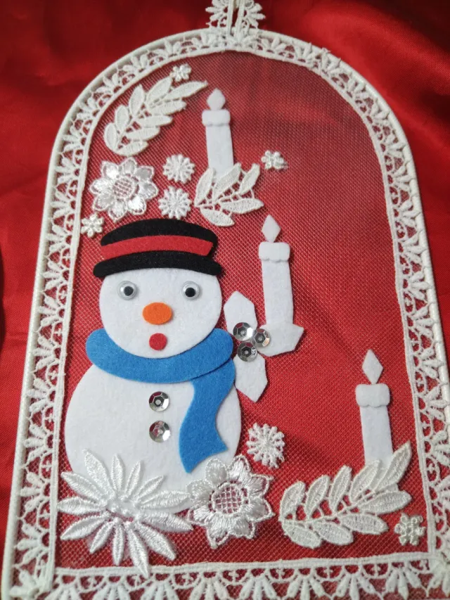 Decorazione Belga Natale Candele e Pupazzo di Neve