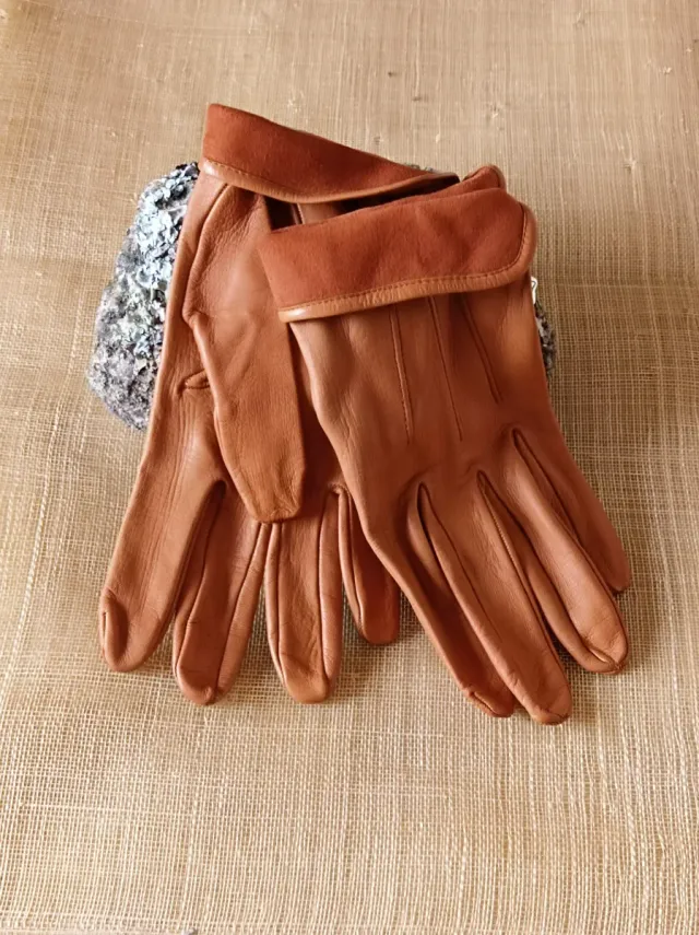 Guantes de Piel para Señora , color Camel