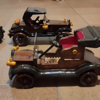 Conjunto Coches Antiguos Madera