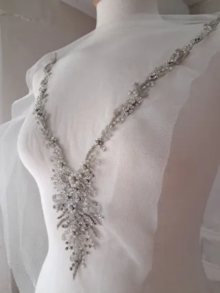 Pedrería Novia Escote Vestido