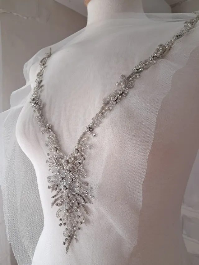 Pedrería Novia Escote Vestido