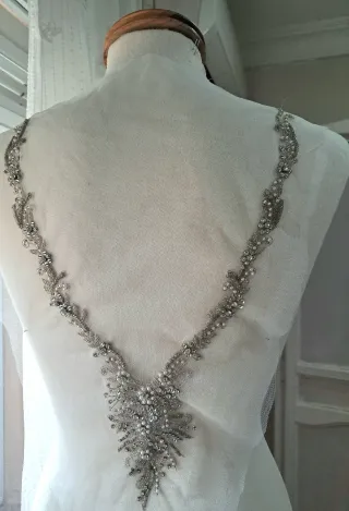 Pedrería Novia Escote Vestido