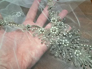 Pedrería Novia Escote Vestido