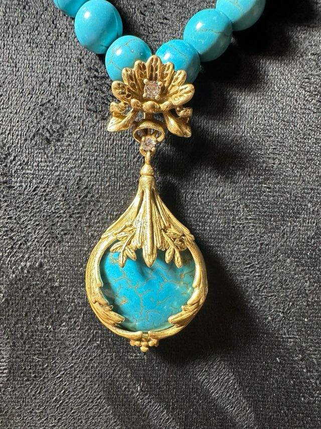 Conjunto Vintage Turquesa Collar y Pendientes