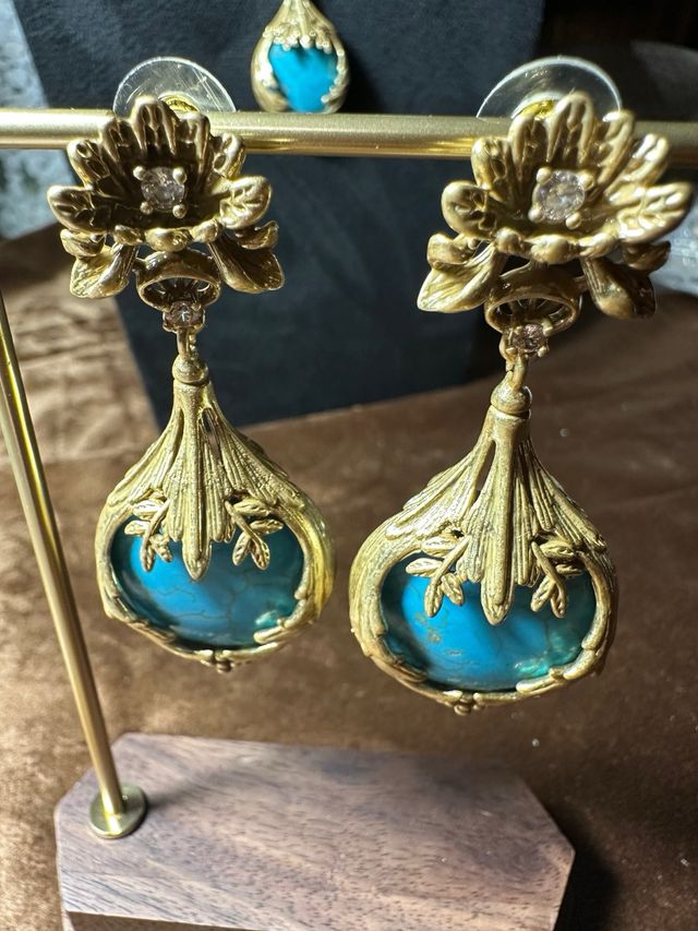 Conjunto Vintage Turquesa Collar y Pendientes