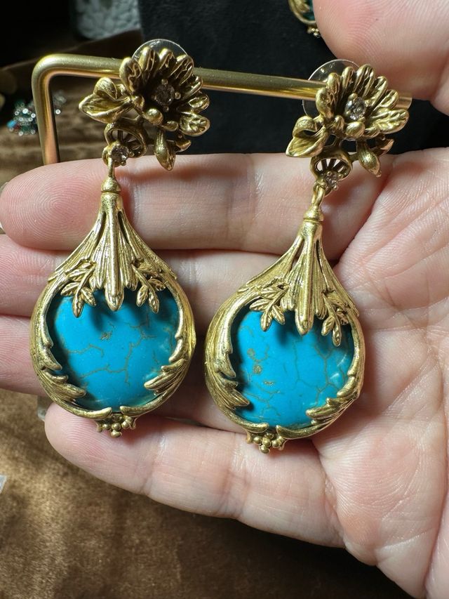 Conjunto Vintage Turquesa Collar y Pendientes