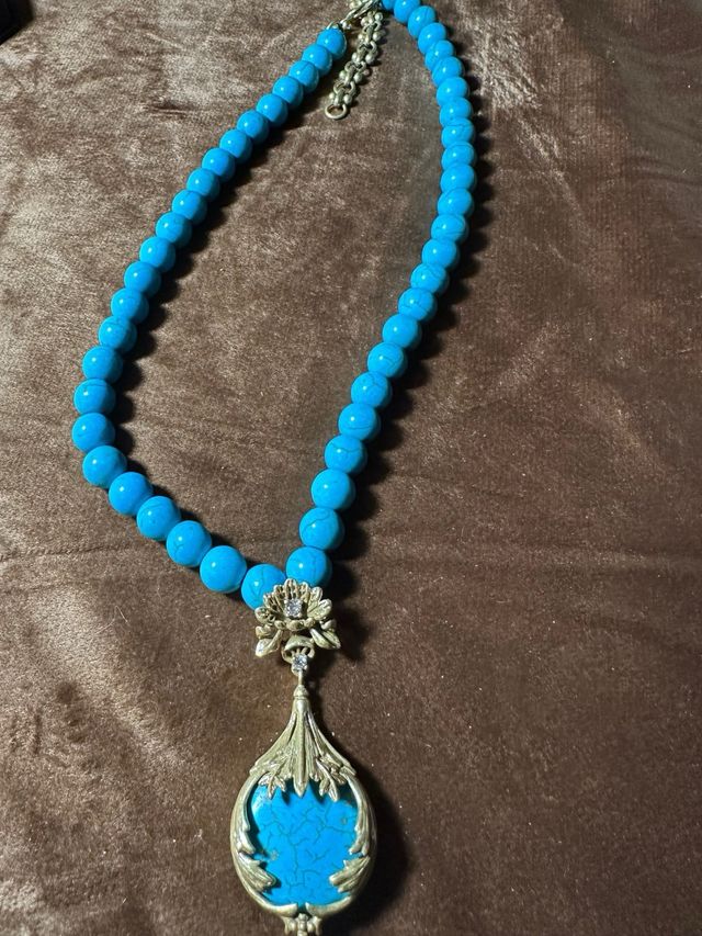 Conjunto Vintage Turquesa Collar y Pendientes