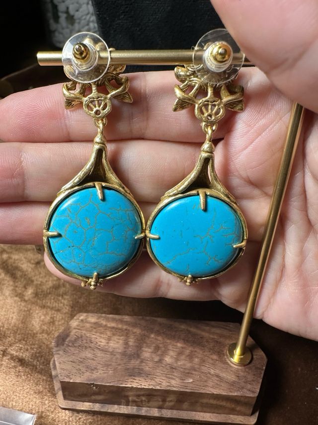 Conjunto Vintage Turquesa Collar y Pendientes