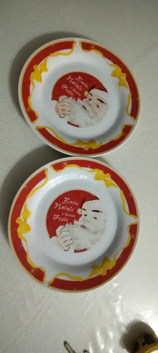 Set 2 Piatti Natale Ceramica Babbo Natale