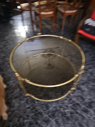 Mesa Centro Cristal y Metal Antigua NO HAGO ENVÍOS