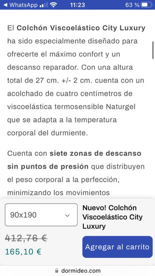 Colchón Viscoelástico Dormideo Luxury