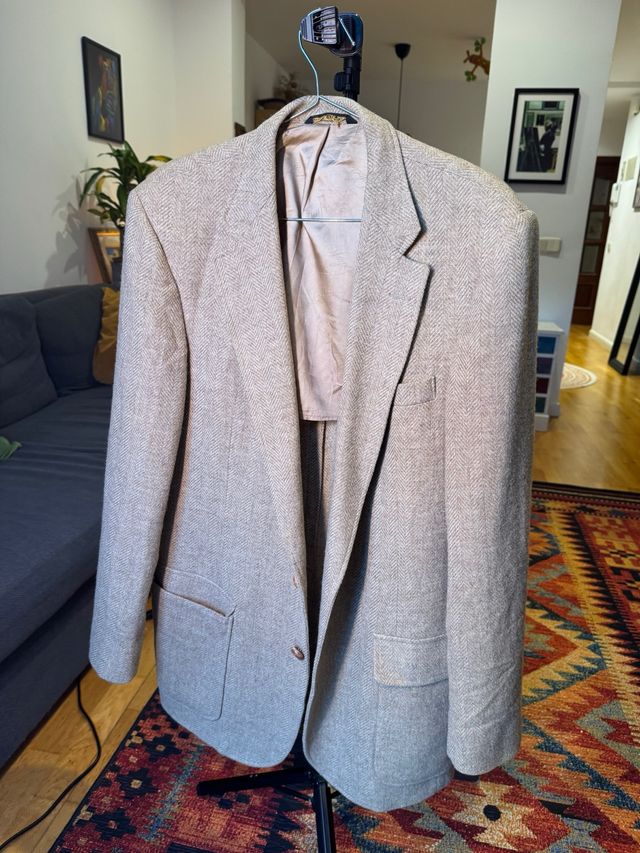 Abrigo vintage lana beige y marrón