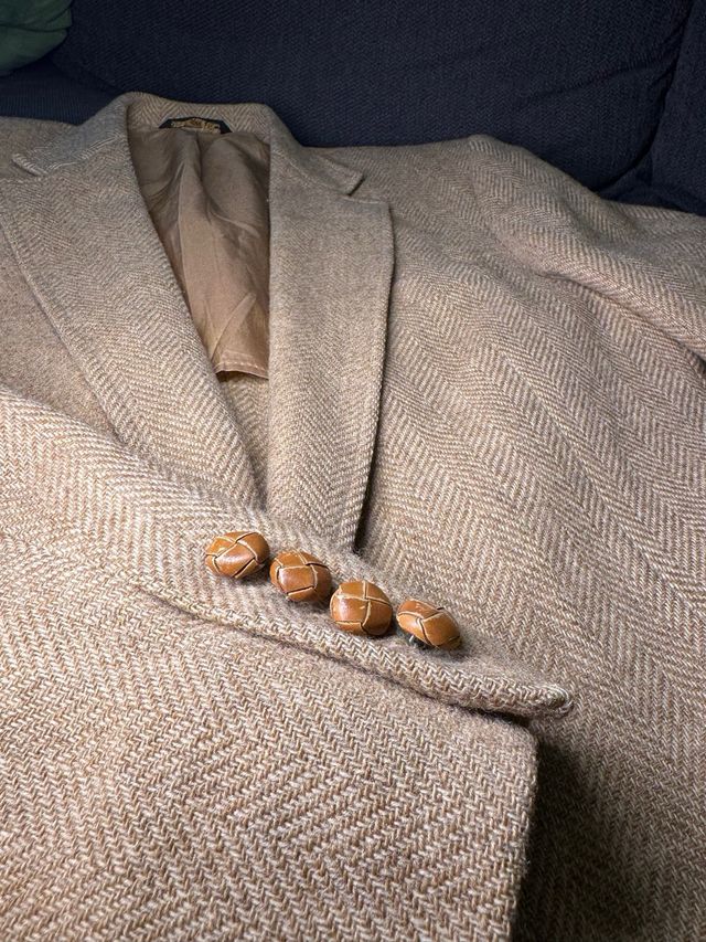 Abrigo vintage lana beige y marrón