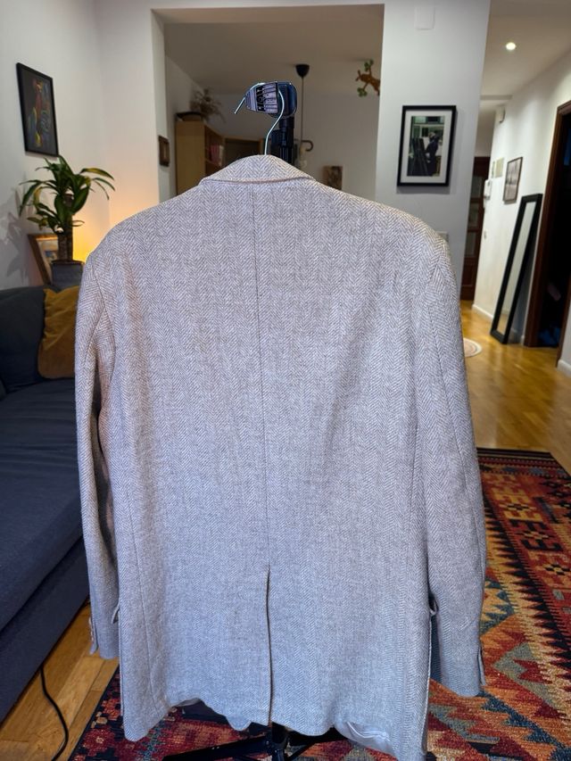 Abrigo vintage lana beige y marrón