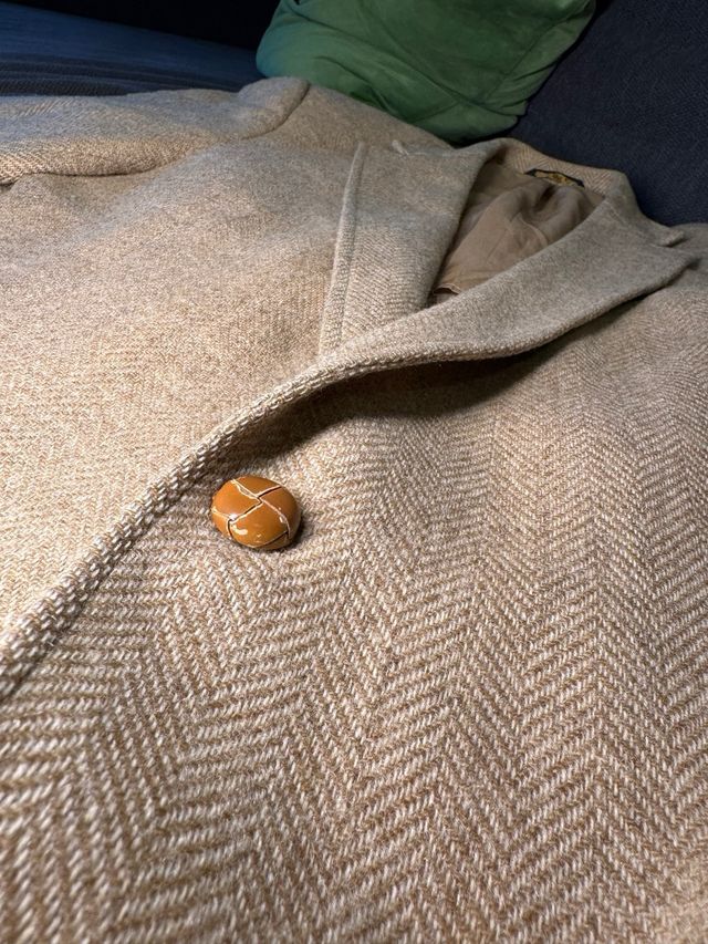 Abrigo vintage lana beige y marrón