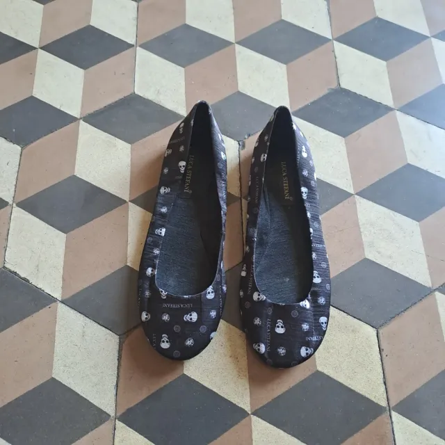 Ballerine nere con teschi - donna - 38