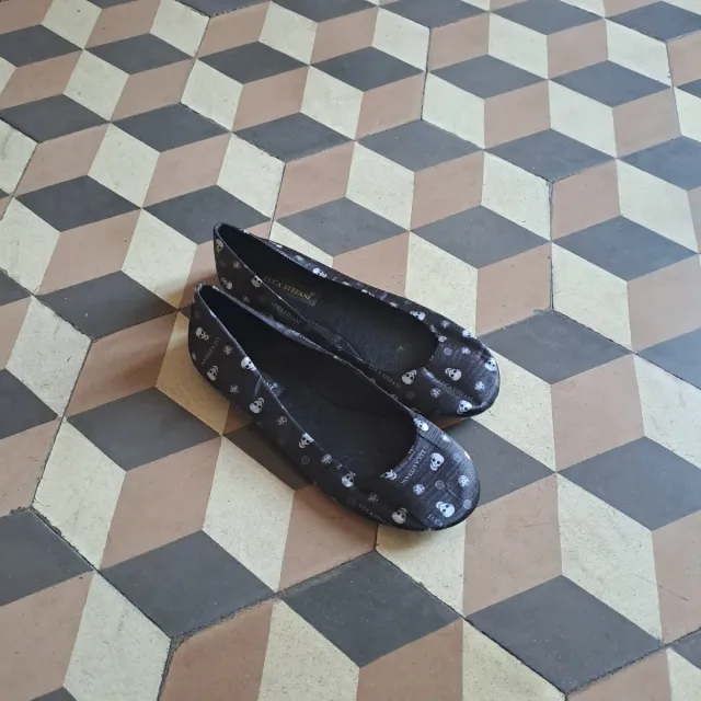 Ballerine nere con teschi - donna - 38