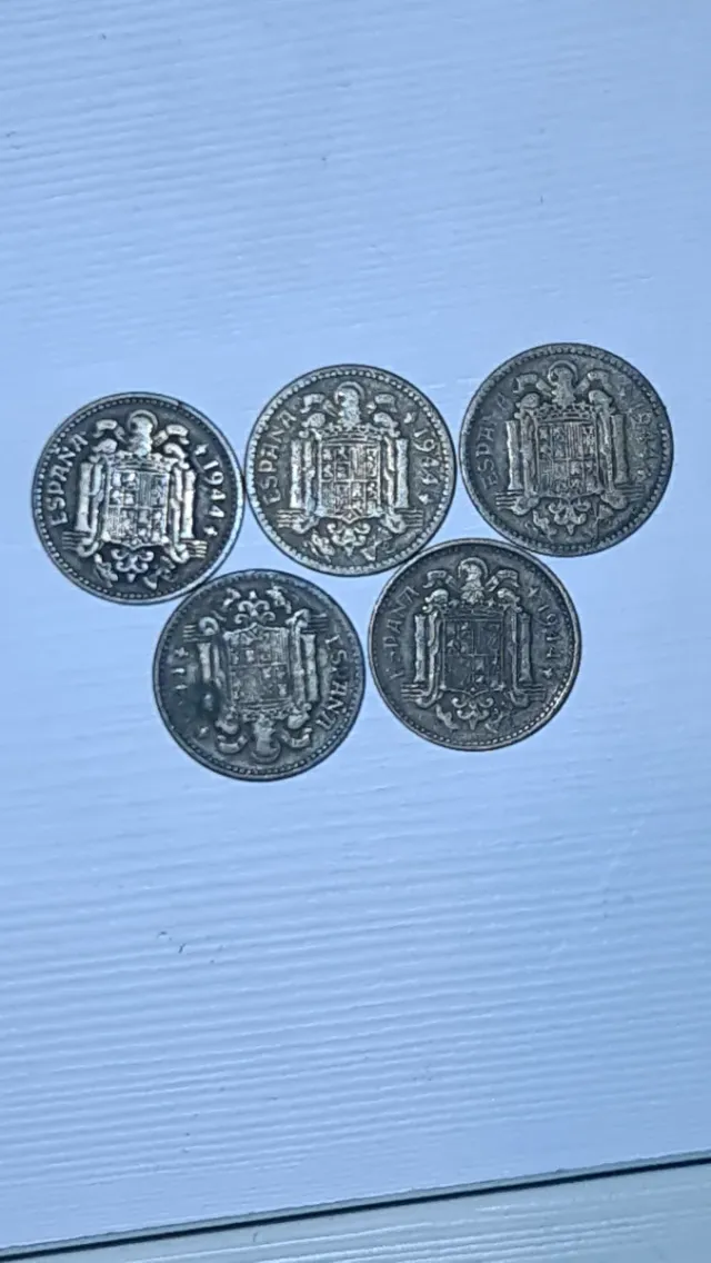 Lote 5 Monedas 1 Peseta 1944