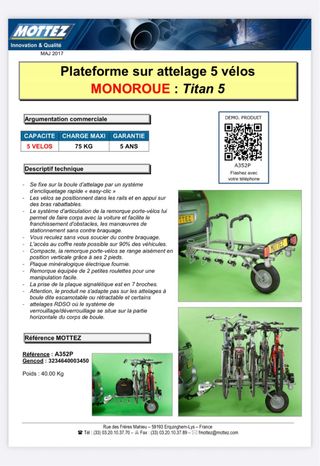 Remolque Portabicicletas 5 bicicletas con 1 rueda