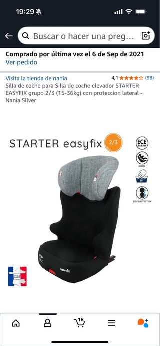 Dos sillas  coche elevador Nania EASYFIX grupo 2/3