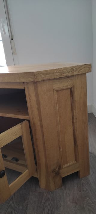 Mueble TV Esquinero Roble Macizo