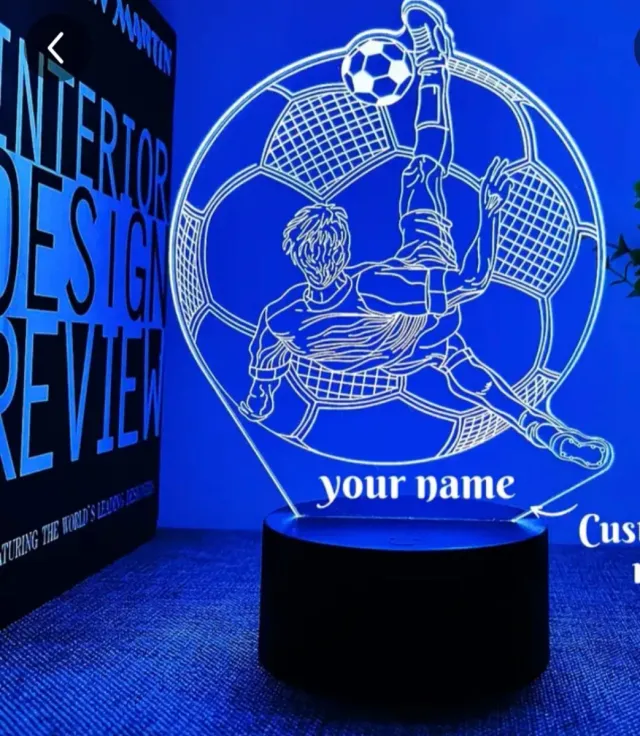 Lámpara LED 3D Fútbol Personalizable